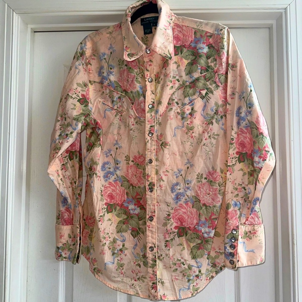 Vintage Lauren by Ralph Lauren Western Style Floral 1X women’s  Shirt